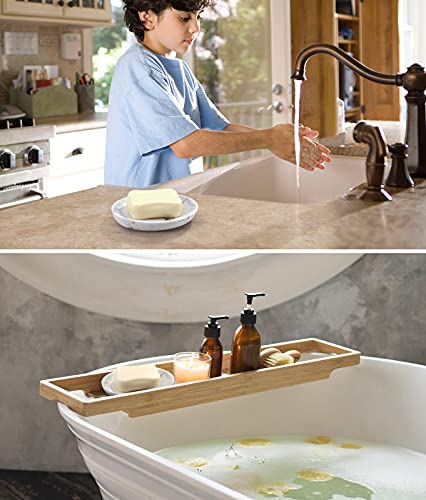 Luxspire Oval Soap Dish Holder - Gravel White, 1 Pack