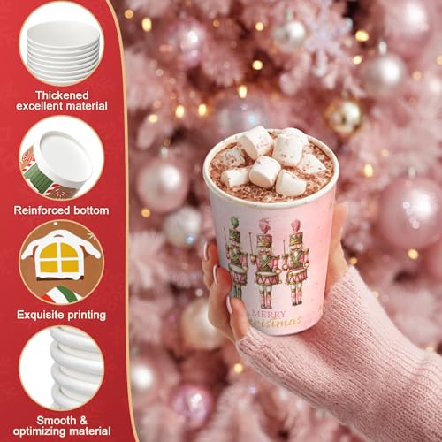 Christmas Disposable Paper Cups 9 oz - Classic Pattern, 150 Pack