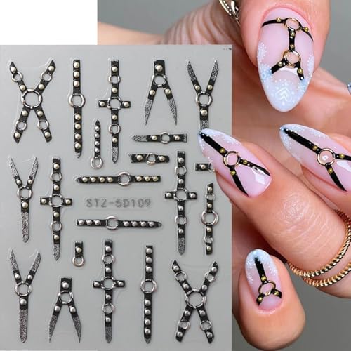 Halloween Nail Art Stickers 2PCS 5D Embossed Gothic Punk Decals