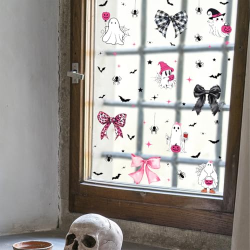 Halloween Wall Decals - Cute Bow Ghost & Bat Stickers (2 Sheets)