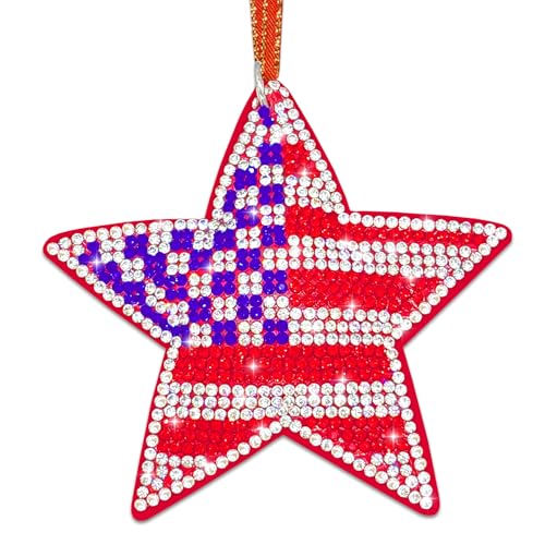 Leather Pentagram Christmas Ornament with Rhinestones - 3"