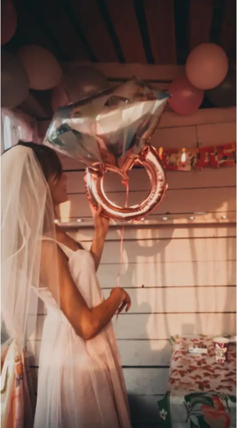 2 Pack Diamond Ring Balloons - 26 Inch Engagement Party Decor