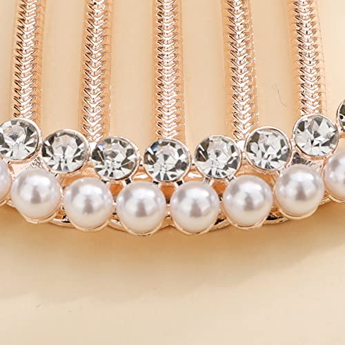 Missgrace Luxury Gold Crystal Rhinestone & Pearl Wedding Hair Comb