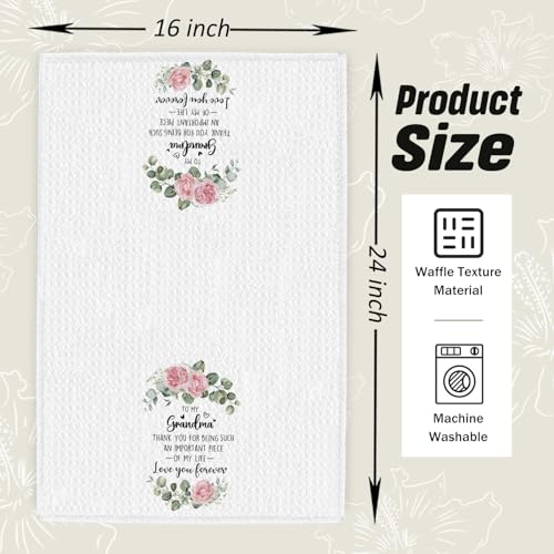 Rose Floral Kitchen Dish Towels - Grandma Gifts, 16x24 Inch