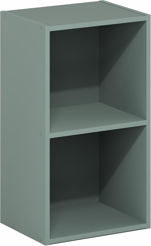 Furinno PASIR 2-Tier Modern Bookshelf - Open Shelves Bookcase in Sage Green | Easy Assembly for Home & Office
