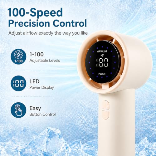 NAKUXOP Portable Handheld Fan, 13000RPM Turbo Cooling, USB Rechargeable