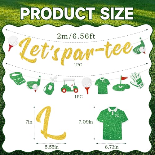 Green Pre-Strung Golf Party Banner for Birthday Retirement Baby Shower - Let's Par-Tee
