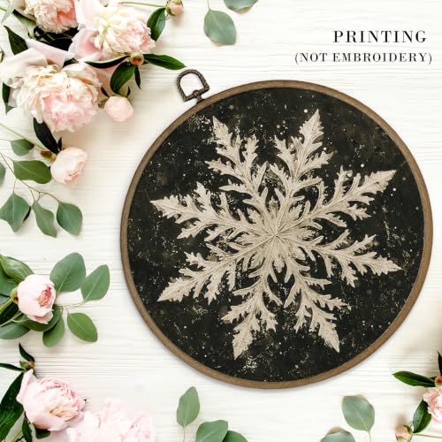 Moody Vintage Christmas Snowflake Framed Wall Art 10x10 inches - Winter10