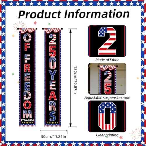 USA 250th Anniversary Patriotic Porch Banners - 2-Piece Set