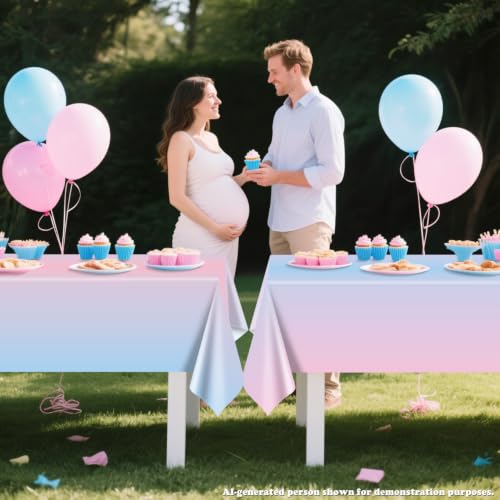 Pink and Blue Gender Reveal Tablecloths - 4 Pack Disposable Party Covers