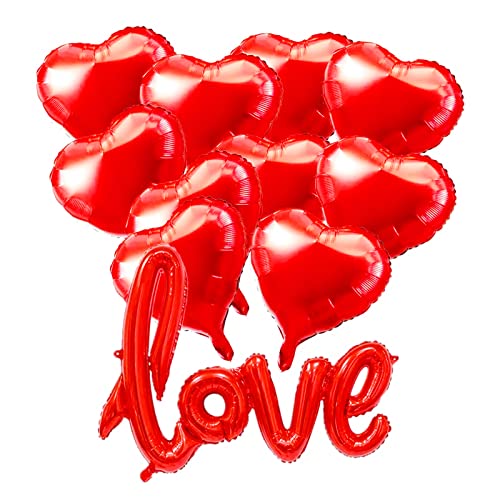 Soochat Red Heart and LOVE Balloons Kit - 11Pcs for Valentine's Day