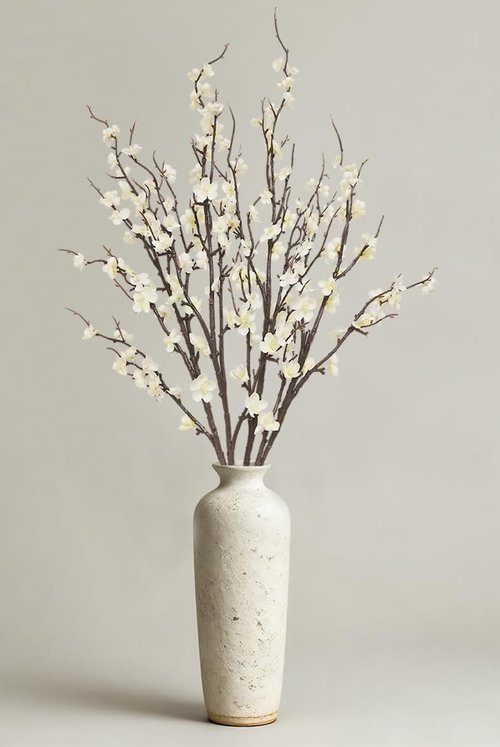 Cherica 4 Pcs Cherry Blossom Branches 39 Inch White Fake Flowers Spring Decorations for Home Decor, Artificial Flowers Long Stem Branches for Vase Wedding Office Party Table Decor Centerpieces