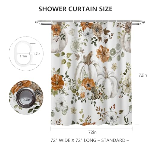 MEHOFOND Fall Pumpkin Shower Curtain Orange1 72x72 Inch Bathroom Decor Waterproof Fabric