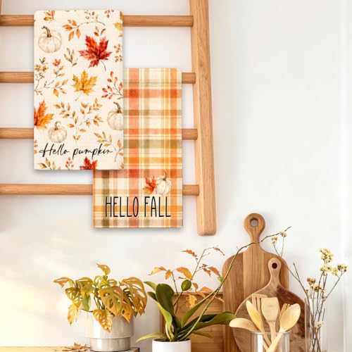 MUBIAO Fall Kitchen Towels Set of 2 - 13.5x23.5 Inch Decorative Hand Towels