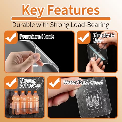 15 Pack Shower Caddy Adhesive Hooks Replacement for Eudele, No-Drill Strong