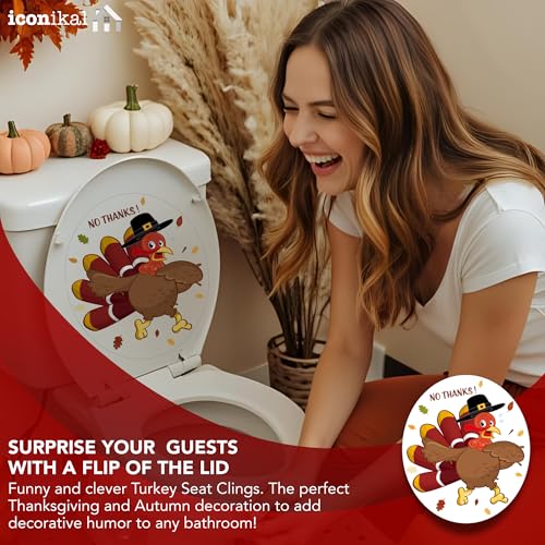 Thanksgiving Turkey Toilet Seat Cling Set – 2-Piece, 11.2x13
