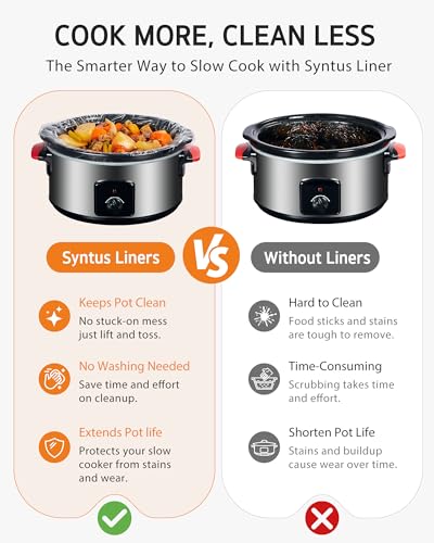 Syntus Slow Cooker Liners - 30 Pack, 13" x 21" for 3-8 Quart Crock Pots