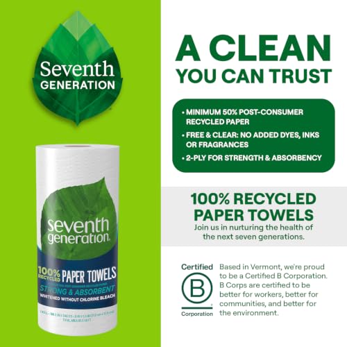 Seventh Generation 100% Recycled Paper Towels, 24 Rolls - 2-Ply
