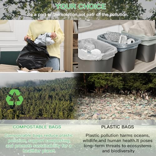 Inwaysin 4 Gallon Biodegradable Trash Bags - 100 Count Unscented Mini Garbage Bags for Kitchen, Bathroom, Office