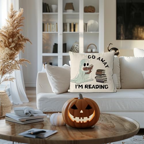 GAGEC Halloween 18x18 Inch Ghost Pillow Cover - Spooky Holiday Farmhouse Decor