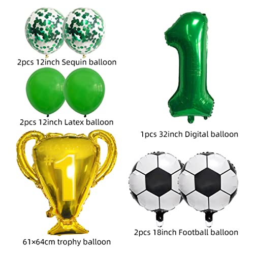 1st Birthday Soccer Balloon Set - Green Football Decorations