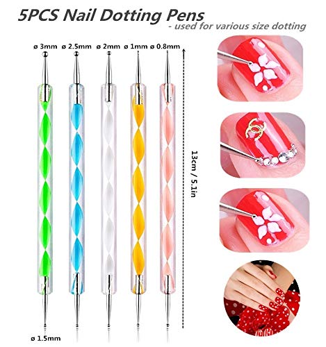 8-Piece Nail Art Brush and Double-Ended Dotting Pen Set for Manicure Design