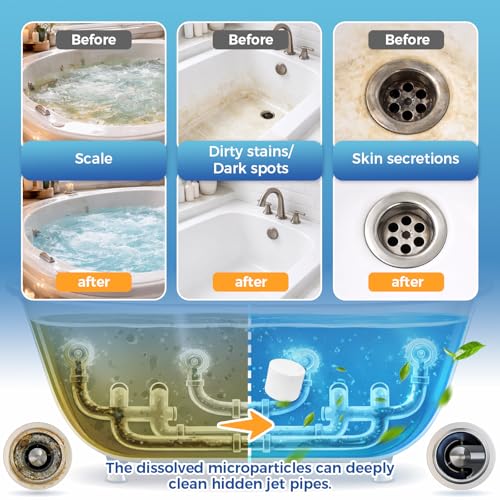 Mosconly Jetted Tub Cleaner Tablets - 12 Heavy Duty Bath Cleaner