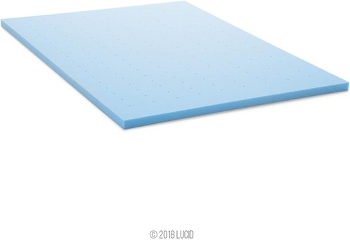Lucid 2 Inch Memory Foam Mattress Topper - Queen Size Cooling Gel Bed Topper for Pressure Relief