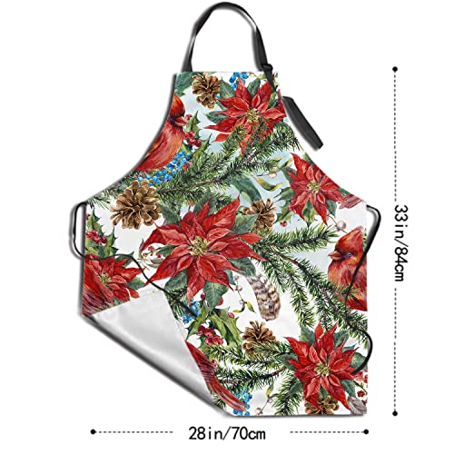 Waterproof Unisex Apron with 2 Pockets - Red Birds Pattern, Kitchen & BBQ