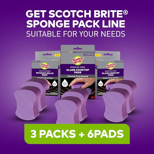 Scotch-Brite Glass Cooktop Cleaning Pads, Scratch-Free Scrubbers - 6 Pack