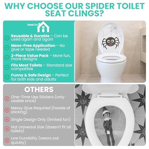 Funny Spider Halloween Toilet Seat Cling Set - 2-Piece 11.2x13