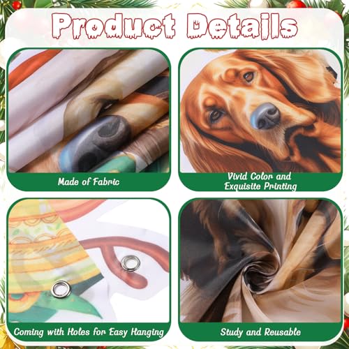 Christmas Dog Door Banner Set - Holiday Porch Decorations, 72.8 x 35.4 in, 3 Pieces