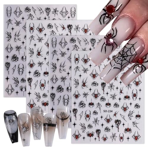 KTAABTR 8 Sheets Halloween Self-Adhesive Nail Stickers Decals