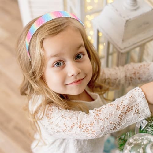 AMCAMI Glitter Headband for Girls Pink Stripes Sparkly Hair Band