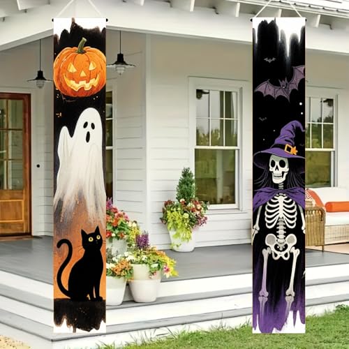 BlissYard Halloween Door Banner 12x71 Inch Porch Hanging Decoration