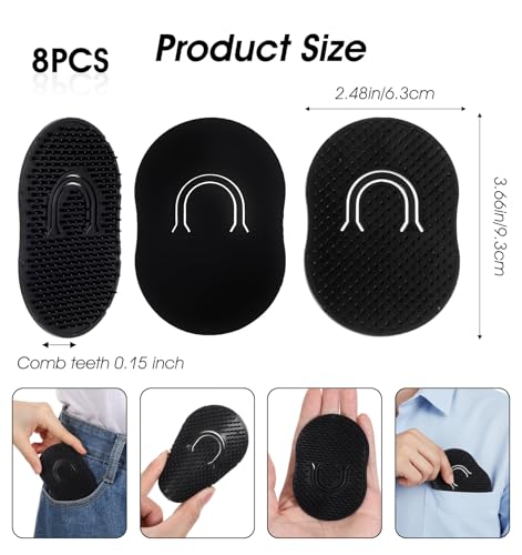 FRCTLNKG 8 Pcs Pocket Palm Combs for Men with Round Teeth - Portable Scalp Care & Beard Styling