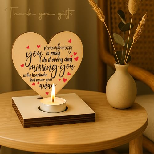Heart Shaped Wooden Tealight Candle Holder with Angel Wings