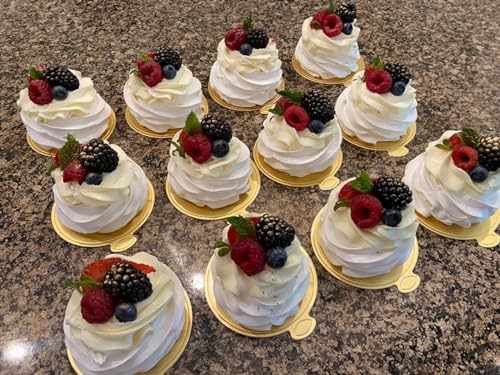 50 Pcs Mini Round Golden Cake Boards - 3.14 Inch Dessert Bases