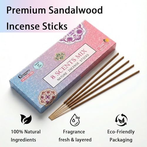 8 Scents Incense Sticks Mix - 100% Handmade Natural Aromatherapy