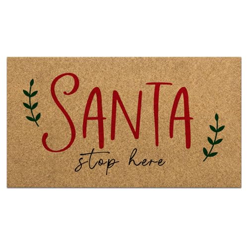 Christmas Welcome Coir Doormat - 16.9 x 30.3 Inch Non-Slip Holiday Decor
