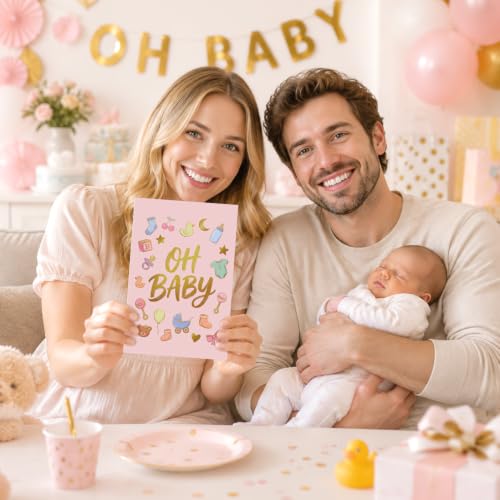 Oh Baby Shower Card for Expecting Mother with Gold Envelope