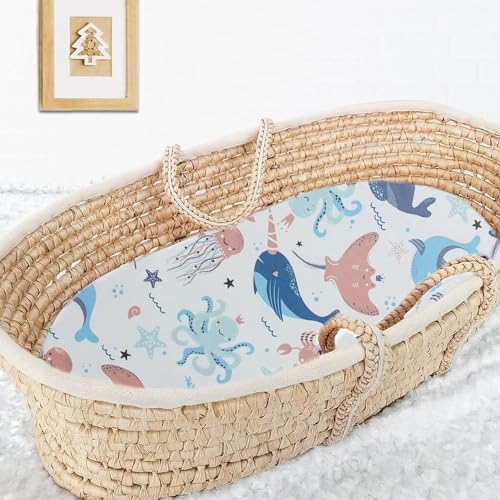 2-Pack Organic Fitted Bassinet Sheets for Baby Cradle - 32"x17"