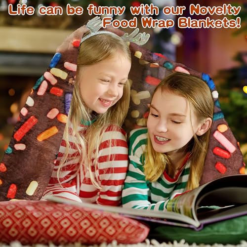 SeaRoomy 71in Chocolate Donut Blanket - Funny Food Throw Blanket for Adults