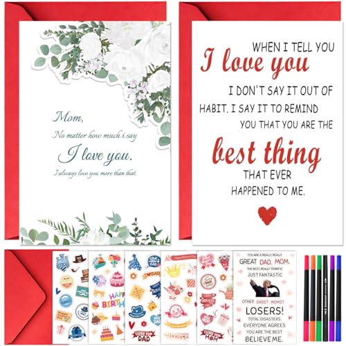 TOYPOPOR Complete Mother's & Father's Day Card Set with Stickers & Pens