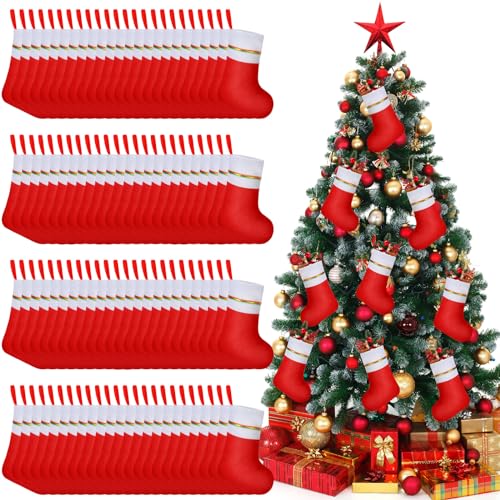 Mini Christmas Stockings Bulk - Red, 100 Pieces, 6 Inch Holiday Decor