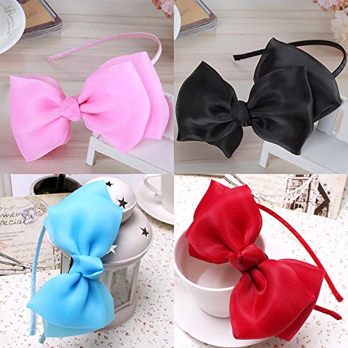 WLBON Red Bow Headband Hair Hoop for Halloween, Christmas and Party Costumes