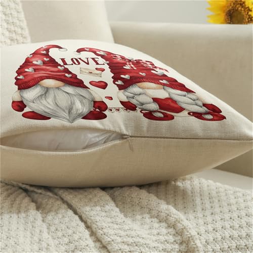 NIGHTWISH Valentine's Day Pillow Covers Set of 4 | Love Heart Gnomes