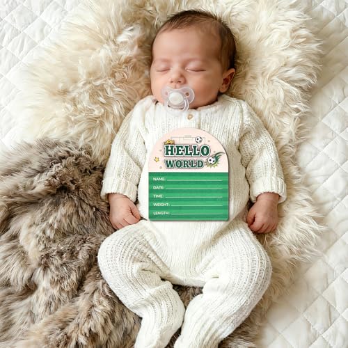 Hello World Newborn Announcement Sign - Wooden Birth Plaque