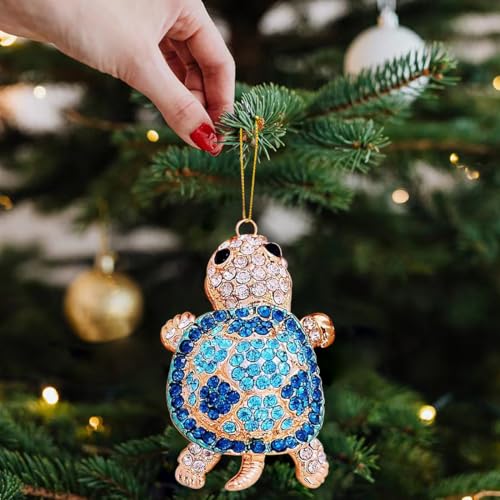 Glitzy Sea Turtle Christmas Ornament with Rhinestones - Beach Decor
