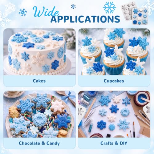 Gray 2-Pack 3D Snowflake Silicone Mold for Cake and Craft Decorations